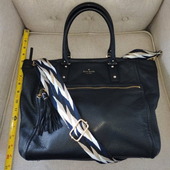 SOLD Kate Spade New York Pebbled Leather Satchel in Black - Picture 2 of 9